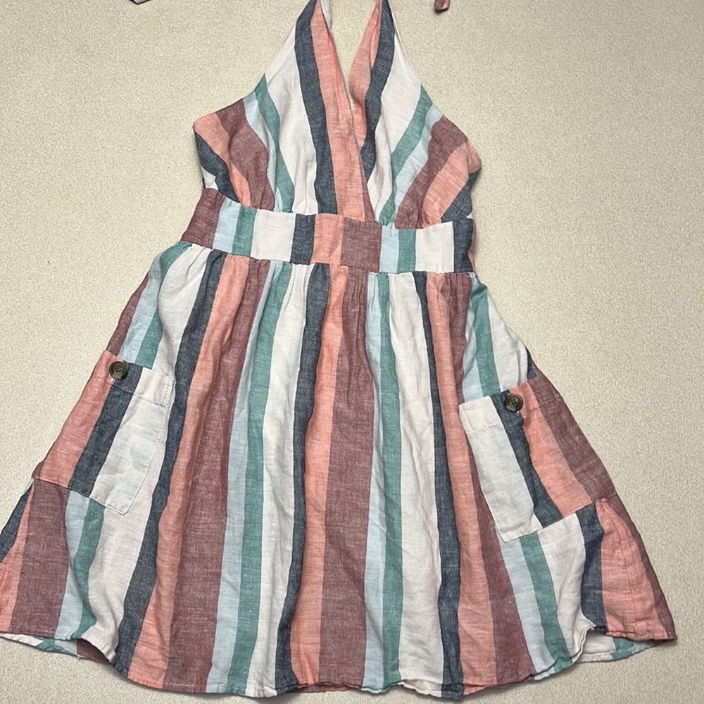 American eagle NWOT stripped halter dress with pockets size medium
